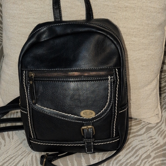 b.o.c. Handbags - b.o.c. Black vegan Leather Backpack with WhitecStitch Detail